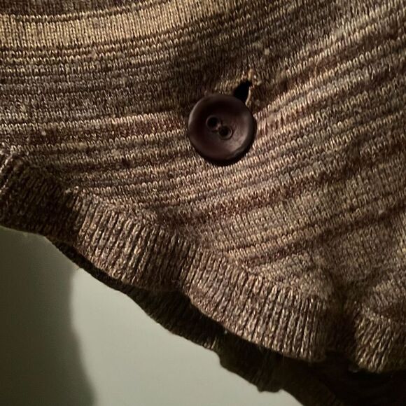 The Territory Ahead Women's Brown Wool Blend Rabbit Hair Knit Striped Poncho - Picture 7 of 8